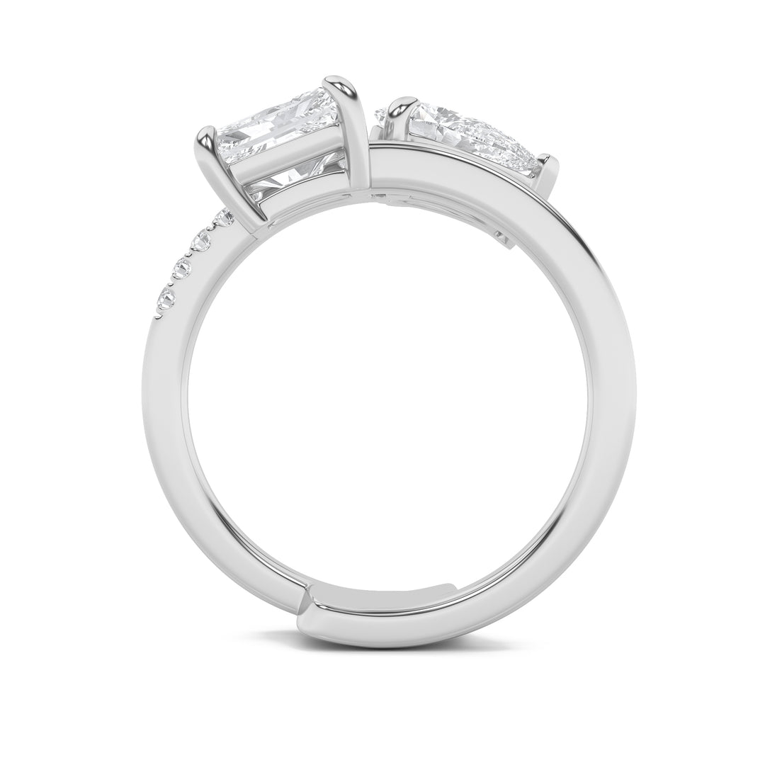 1.5CTW Pear Shaped Lab Grown Diamond (F/VS) Toi et Moi Fashion Ring in 14K Gold