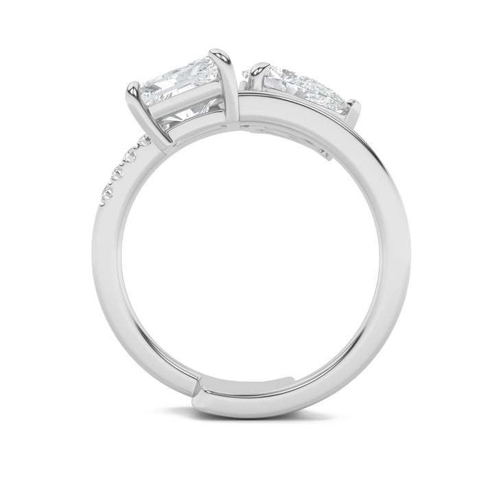 1.5CTW Pear Shaped Lab Grown Diamond (F/VS) Toi et Moi Fashion Ring in 14K Gold