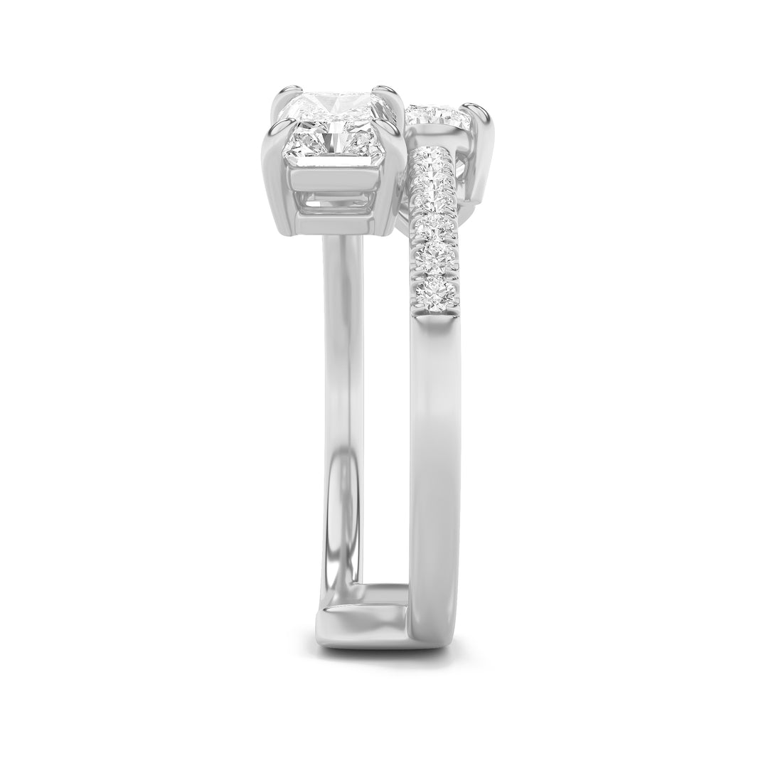 1.5CTW Pear Shaped Lab Grown Diamond (F/VS) Toi et Moi Fashion Ring in 14K Gold