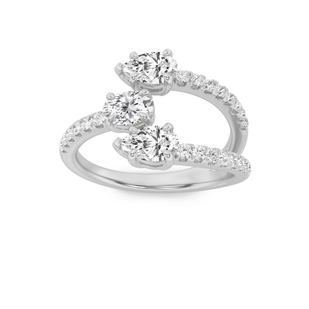 1CTW Oval Shaped Lab Grown Diamond (F/VS) Three Stone Fashion Ring in 14K Gold
