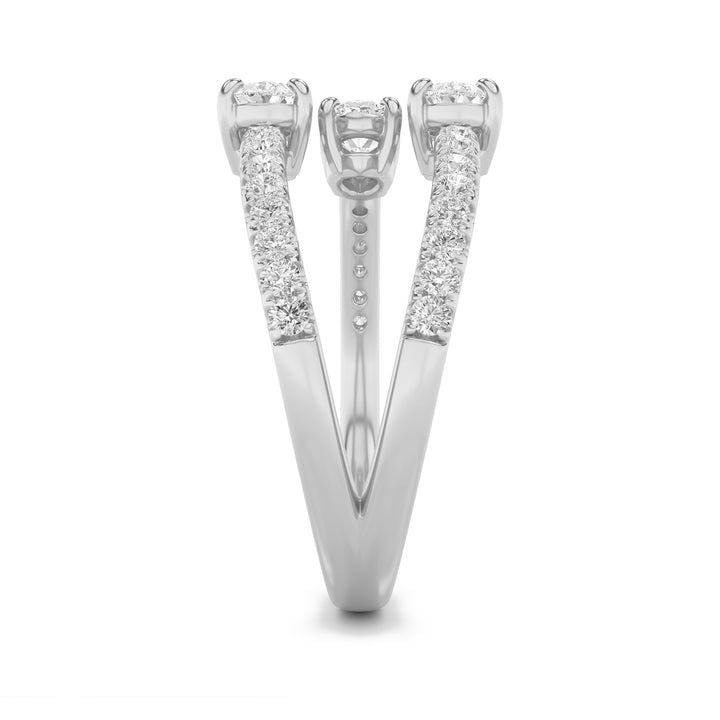 1CTW Oval Shaped Lab Grown Diamond (F/VS) Three Stone Fashion Ring in 14K Gold
