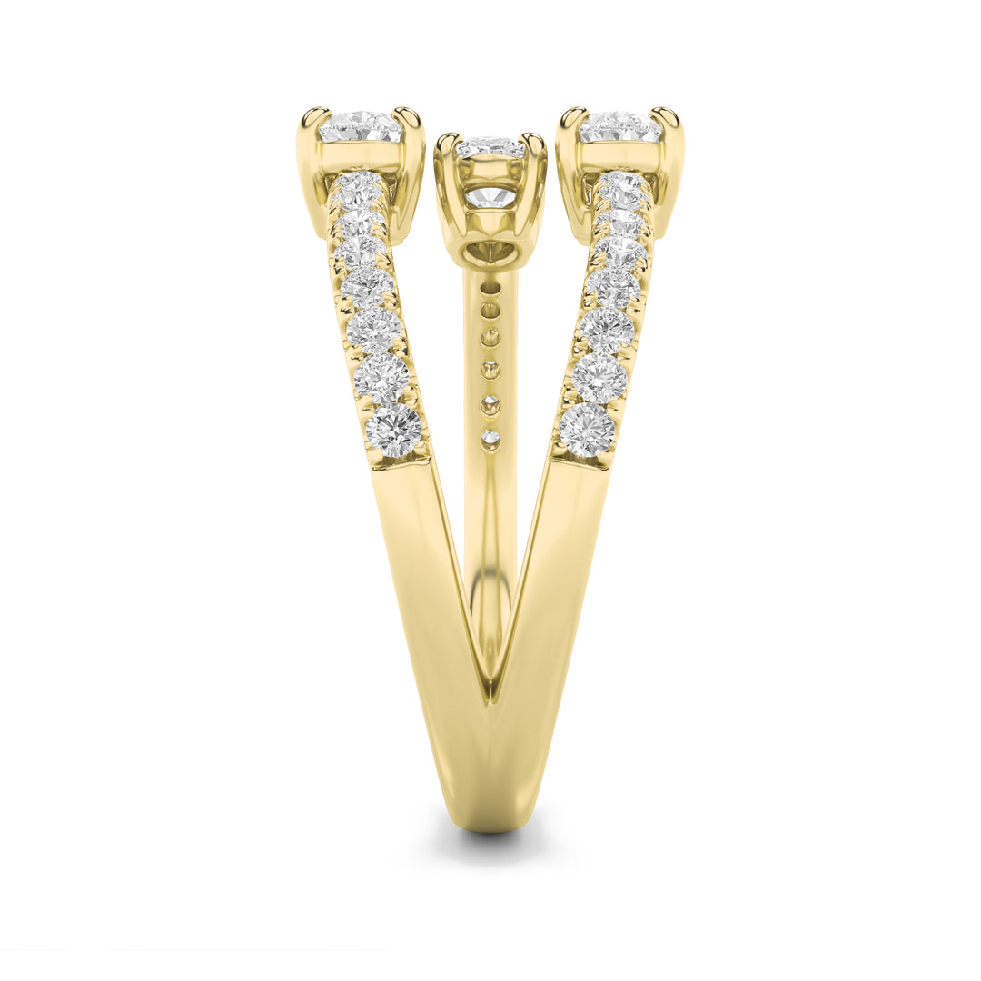 1CTW Oval Shaped Lab Grown Diamond (F/VS) Three Stone Fashion Ring in 14K Gold