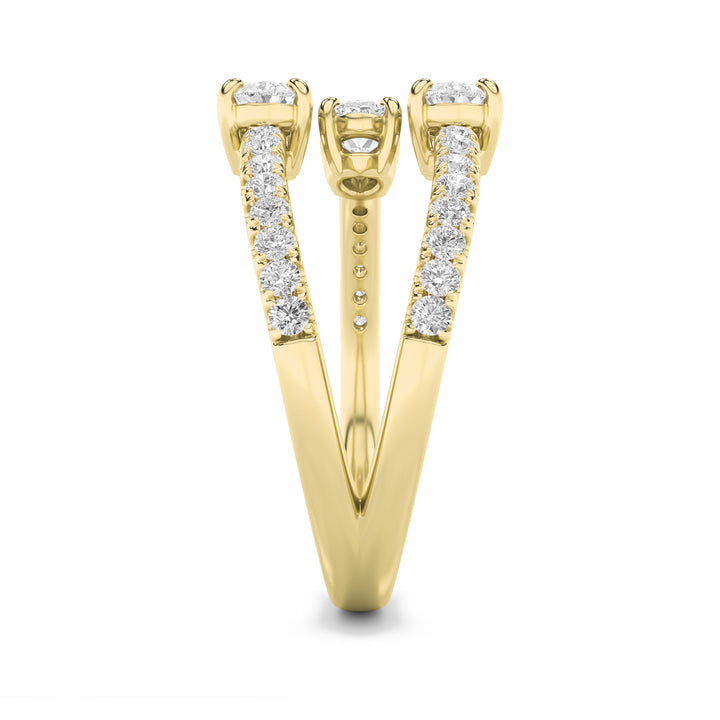 1CTW Oval Shaped Lab Grown Diamond (F/VS) Three Stone Fashion Ring in 14K Gold