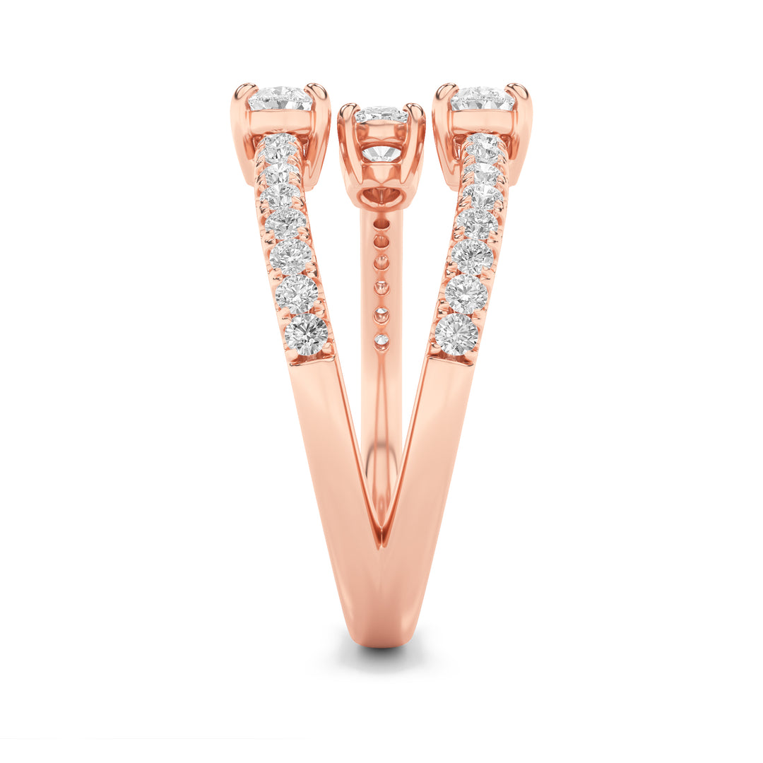 1CTW Oval Shaped Lab Grown Diamond (F/VS) Three Stone Fashion Ring in 14K Gold