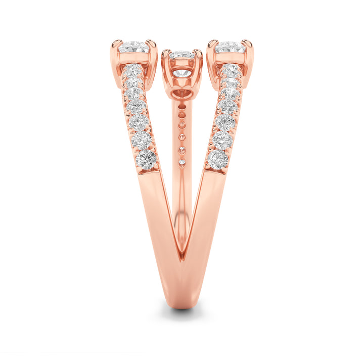 1CTW Oval Shaped Lab Grown Diamond (F/VS) Three Stone Fashion Ring in 14K Gold