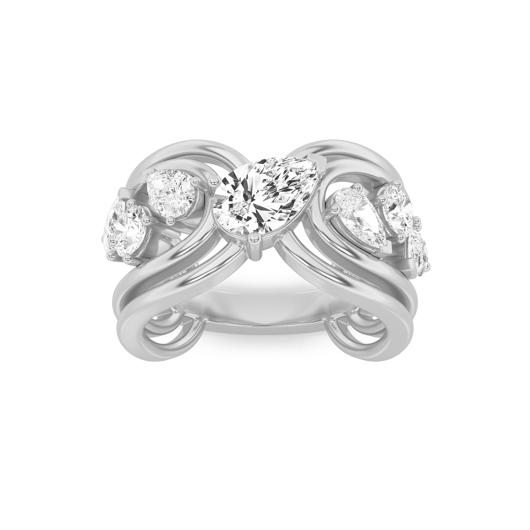 14K White Gold 2ct Lab Diamond Pear Ring F+VS+