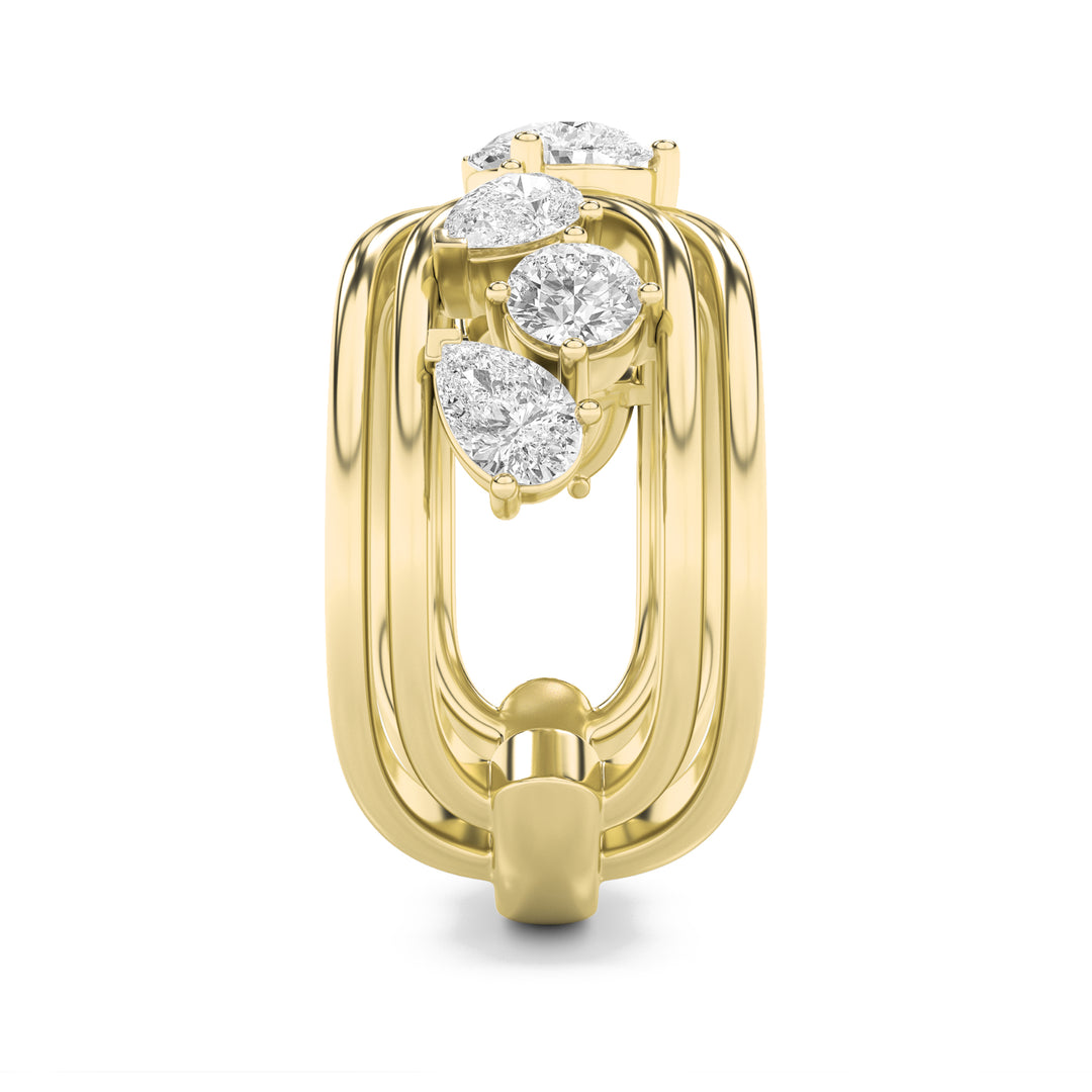 2Cttw Pear Shaped Lab Grown Diamond (F/VVS) SevenStone Fashion Ring in 14K Gold