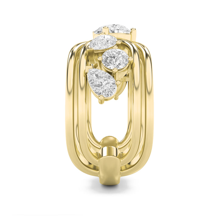 2Cttw Pear Shaped Lab Grown Diamond (F/VVS) SevenStone Fashion Ring in 14K Gold