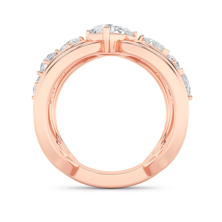 2Cttw Pear Shaped Lab Grown Diamond (F/VVS) SevenStone Fashion Ring in 14K Gold
