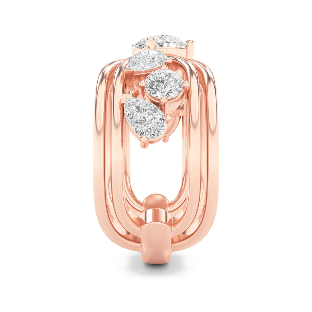 2Cttw Pear Shaped Lab Grown Diamond (F/VVS) SevenStone Fashion Ring in 14K Gold