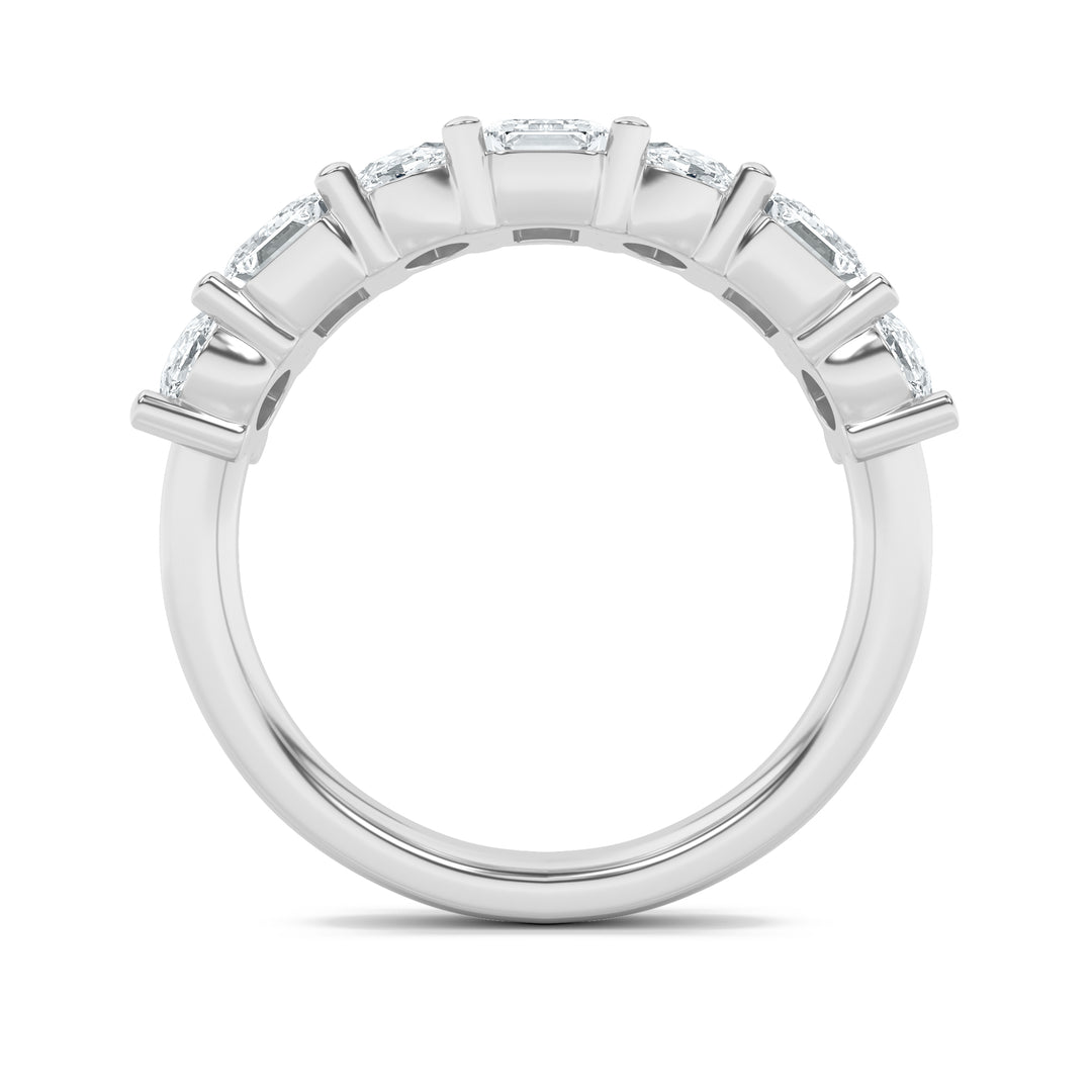 3Cttw Emerald Shaped Lab Grown Diamond (F/VS) Seven Stone Band Ring in 14K Gold