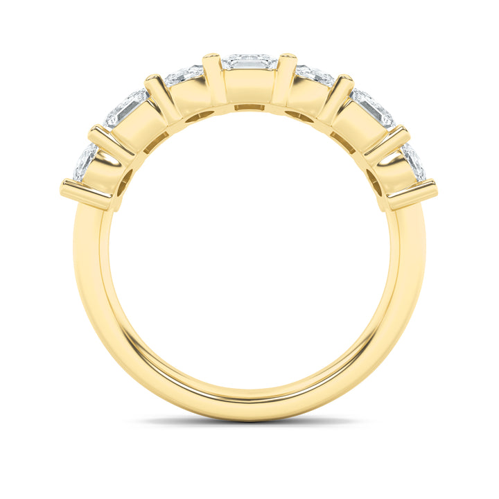 3Cttw Emerald Shaped Lab Grown Diamond (G/VS) Seven Stone Band Ring in 14K Gold