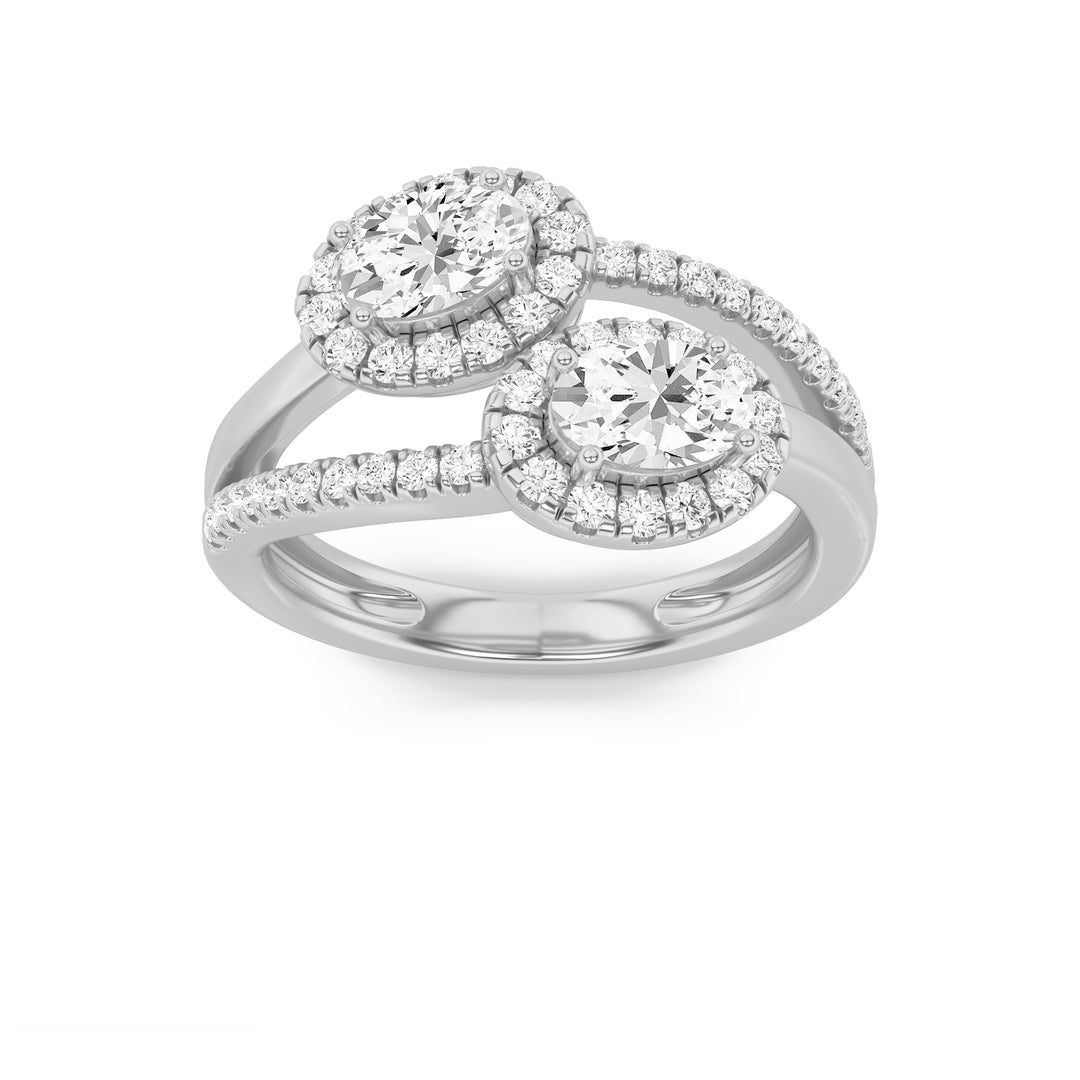 14KW 1.21ct F+ Lab Diamond Oval Halo Ring
