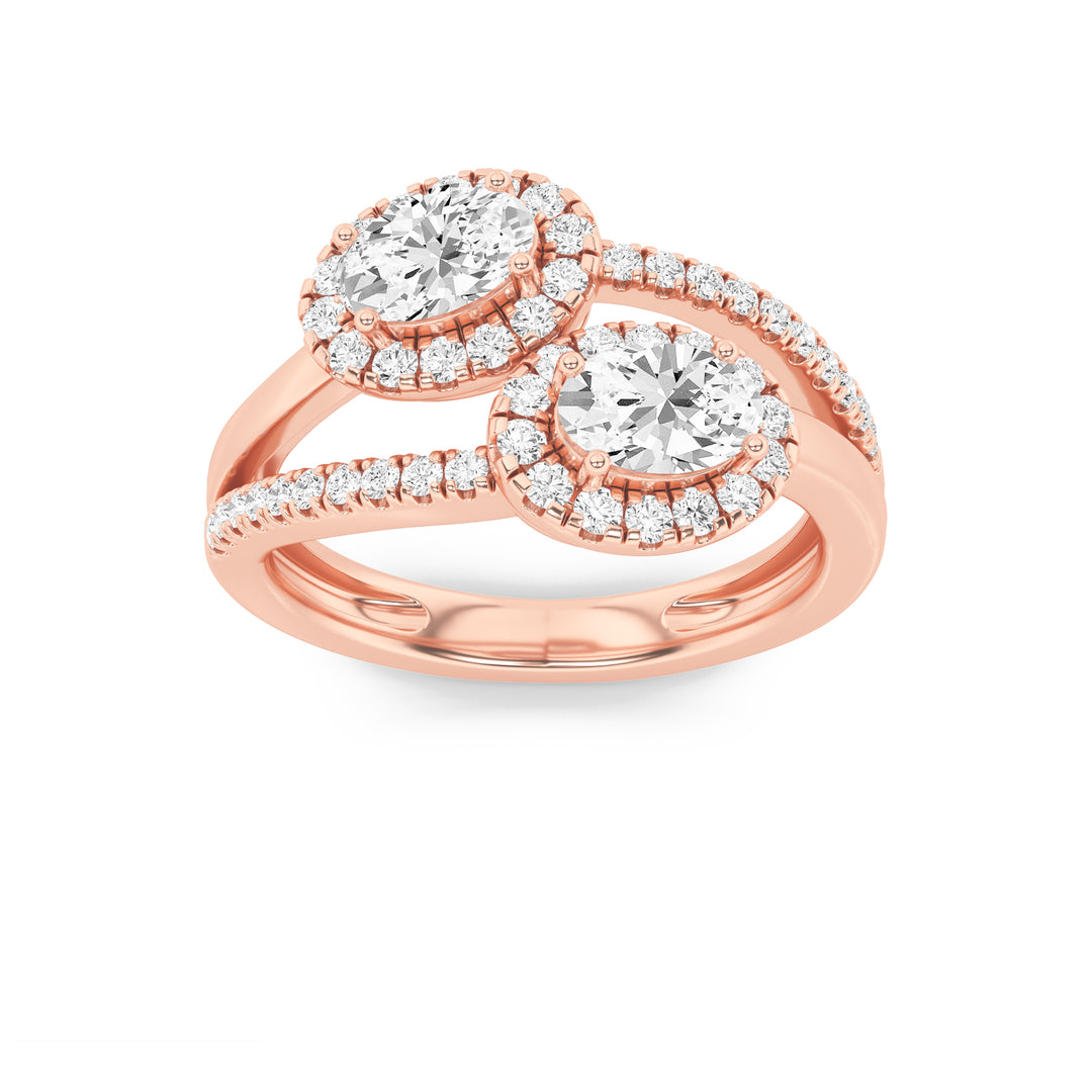 14K Rose Gold 1ct Lab Diamond Oval Halo Ring