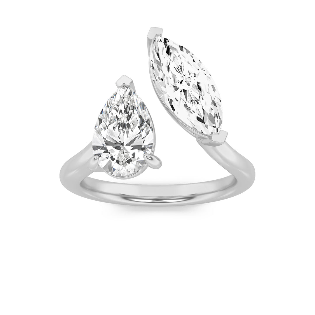 3Cttw Marquise Shaped Lab Grown Diamond (G/VS) Toi et Moi Fashiion Ring in 14K Gold