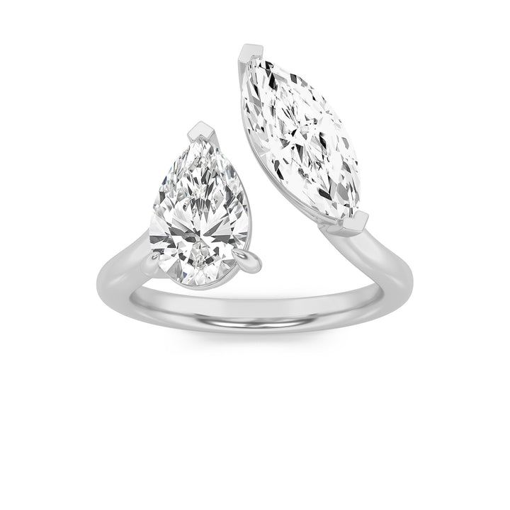 3Cttw Marquise Shaped Lab Grown Diamond (G/VS) Toi et Moi Fashiion Ring in 14K Gold
