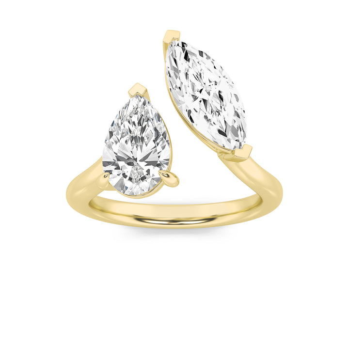 3Cttw Marquise Shaped Lab Grown Diamond (G/VS) Toi et Moi Fashiion Ring in 14K Gold