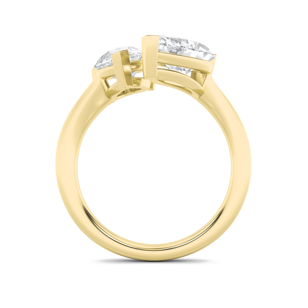 3Cttw Marquise Shaped Lab Grown Diamond (G/VS) Toi et Moi Fashiion Ring in 14K Gold