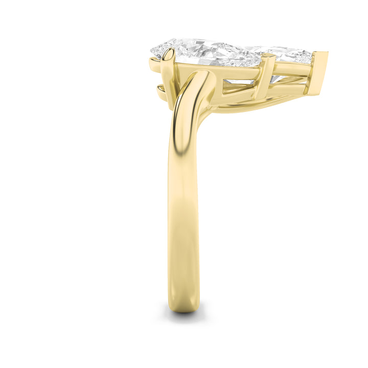 3Cttw Marquise Shaped Lab Grown Diamond (G/VS) Toi et Moi Fashiion Ring in 14K Gold
