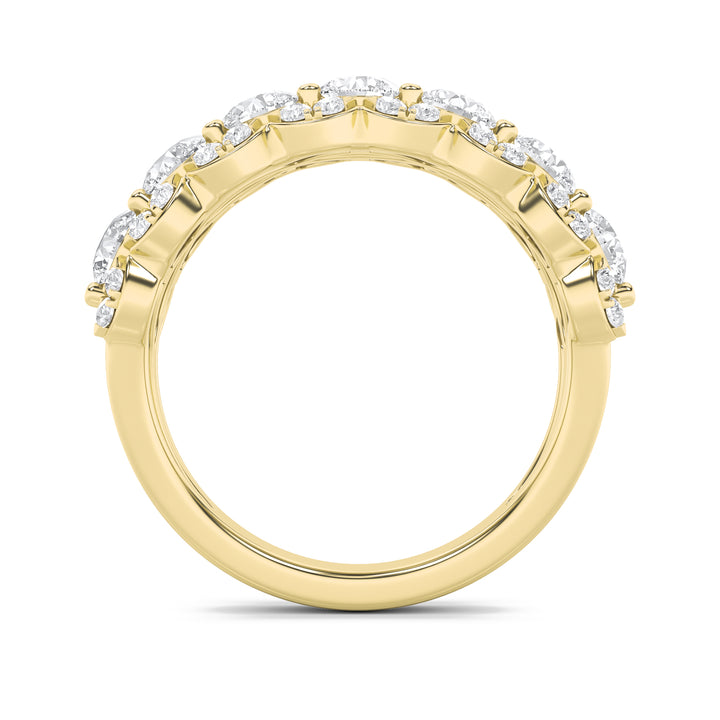 2CTW Round Shaped Lab Grown Diamond (G/VS) Multi Stone Band Ring in 14K Gold