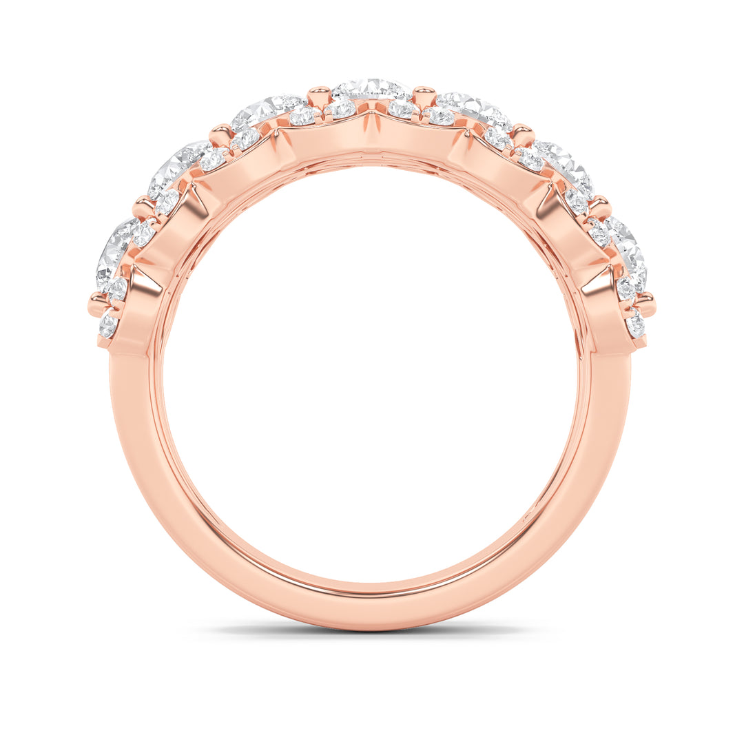 2CTW Round Shaped Lab Grown Diamond (F/VS) Multi Stone Band Ring in 14K Gold