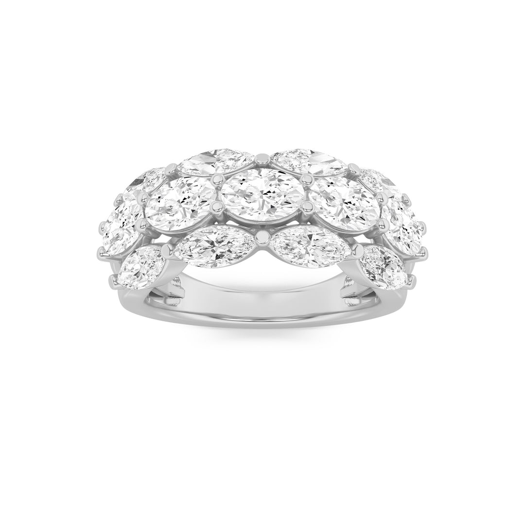 3Cttw Oval Shaped Lab Grown Diamond (F/VS) Multi Stone Band Ring in 14K Gold