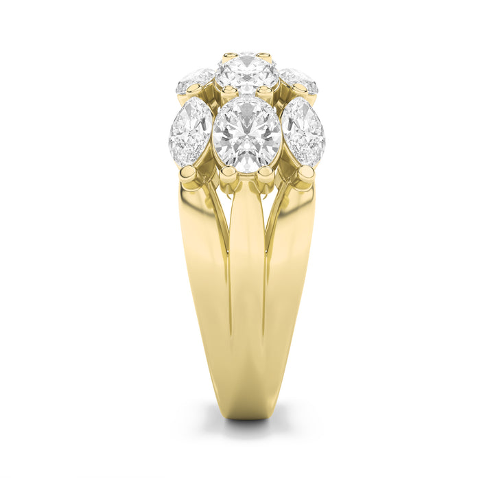 3Cttw Oval Shaped Lab Grown Diamond (F/VS) Multi Stone Band Ring in 14K Gold