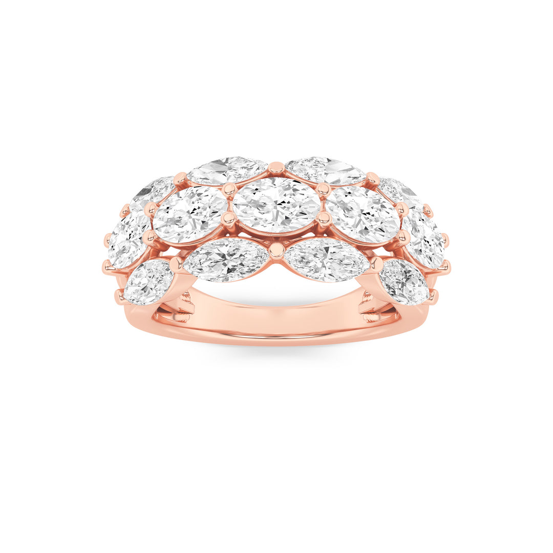 3Cttw Oval Shaped Lab Grown Diamond (F/VS) Multi Stone Band Ring in 14K Gold