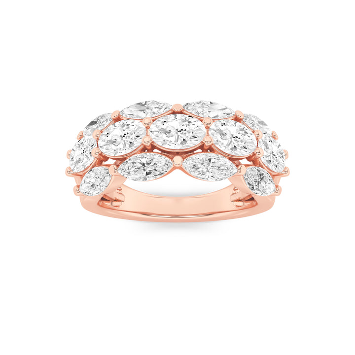 3Cttw Oval Shaped Lab Grown Diamond (F/VS) Multi Stone Band Ring in 14K Gold
