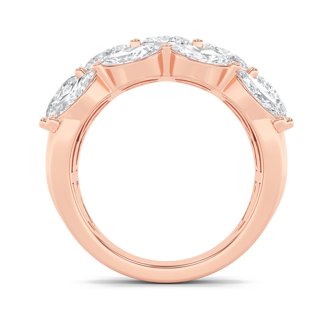 3Cttw Oval Shaped Lab Grown Diamond (F/VS) Multi Stone Band Ring in 14K Gold