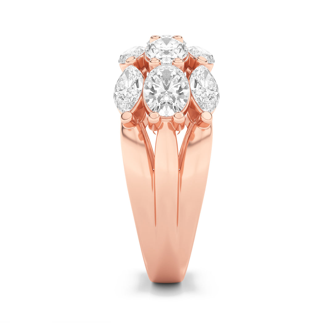 3Cttw Oval Shaped Lab Grown Diamond (F/VS) Multi Stone Band Ring in 14K Gold