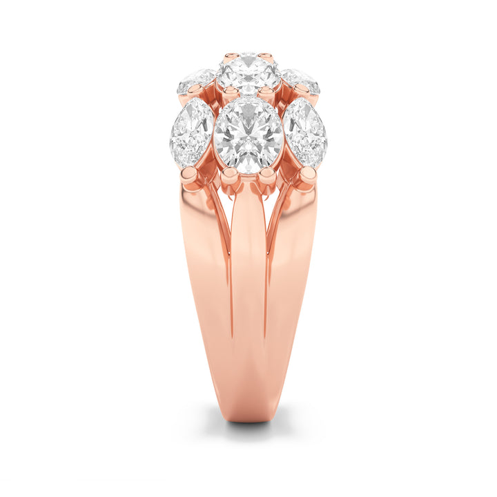 3Cttw Oval Shaped Lab Grown Diamond (F/VS) Multi Stone Band Ring in 14K Gold