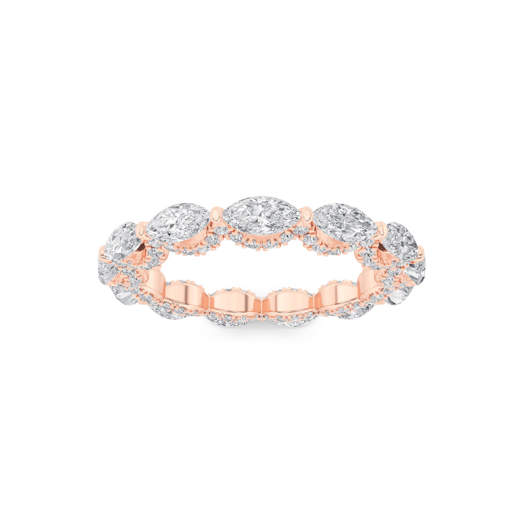2.5CTW Marquise Shaped Lab Grown Diamond (F/VS) Eternity Band Ring in 14K Gold