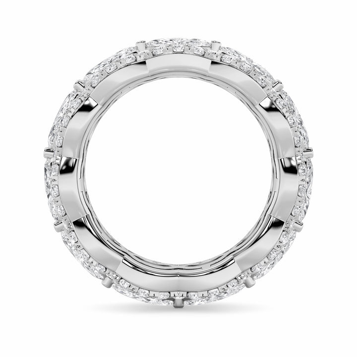 4Cttw Marquise Shaped Lab Grown Diamond (F/VVS) Eternity Band Ring in 14K Gold