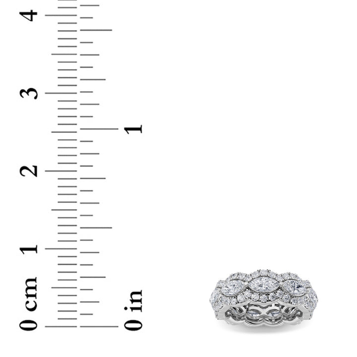 4Cttw Marquise Shaped Lab Grown Diamond (F/VVS) Eternity Band Ring in 14K Gold