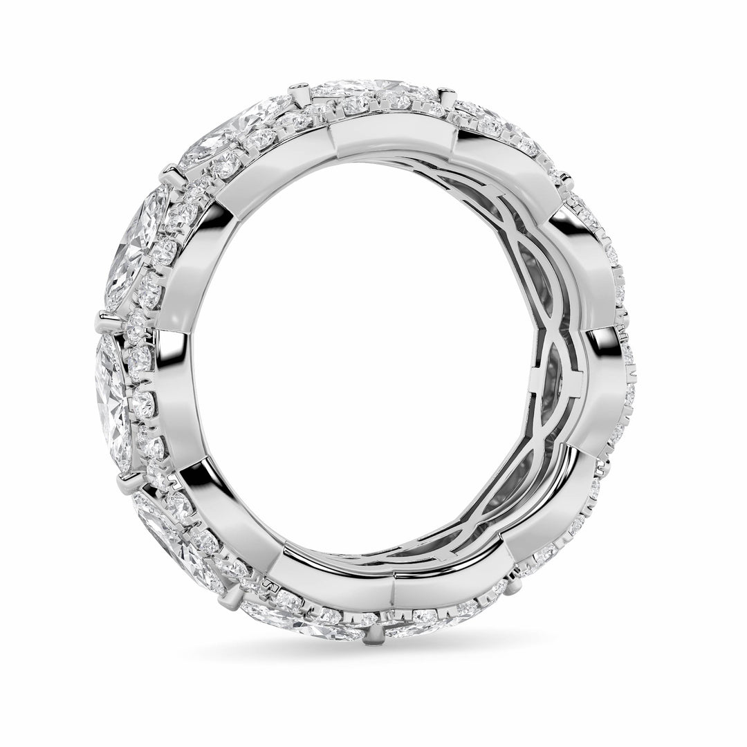 4Cttw Marquise Shaped Lab Grown Diamond (F/VVS) Eternity Band Ring in 14K Gold
