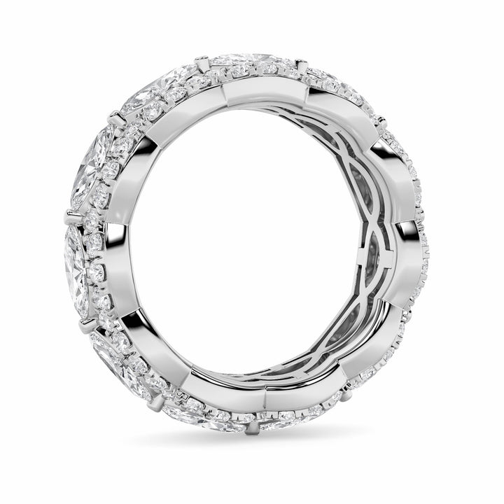 4Cttw Marquise Shaped Lab Grown Diamond (F/VVS) Eternity Band Ring in 14K Gold