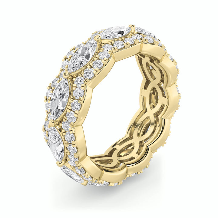 4Cttw Marquise Shaped Lab Grown Diamond (G/VS) Eternity Band Ring in 14K Gold