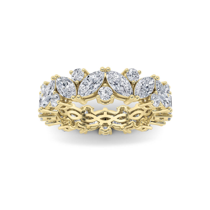 3Cttw Marquise Shaped Lab Grown Diamond (F/VVS) Eternity Band Ring in 14K Gold