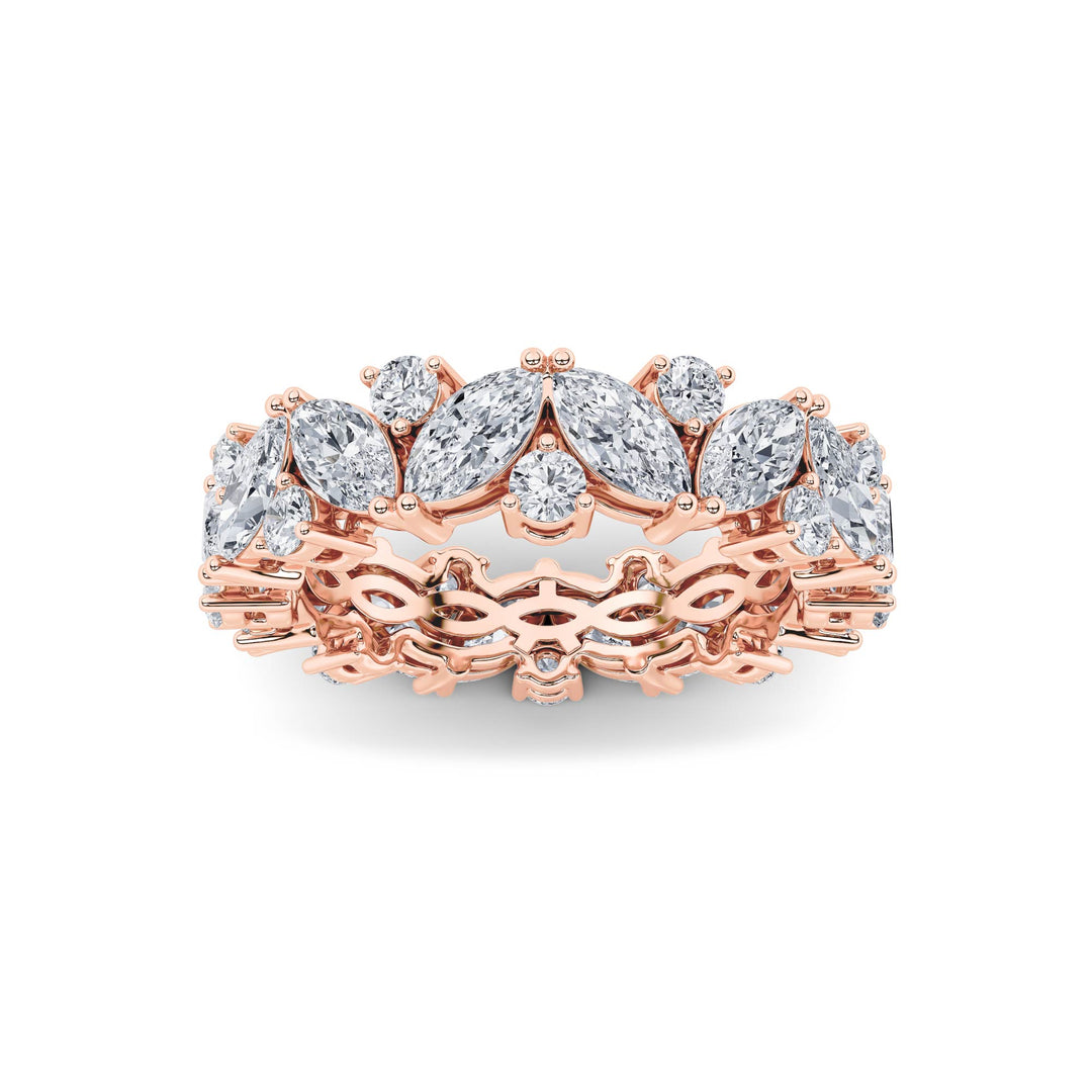 3Cttw Marquise Shaped Lab Grown Diamond (F/VVS) Eternity Band Ring in 14K Gold