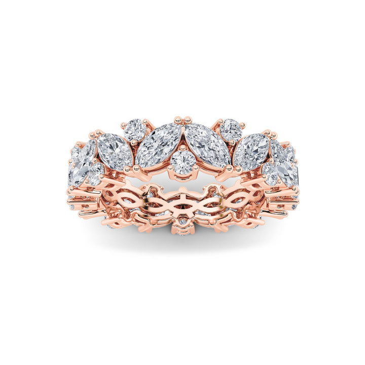 3Cttw Marquise Shaped Lab Grown Diamond (F/VVS) Eternity Band Ring in 14K Gold
