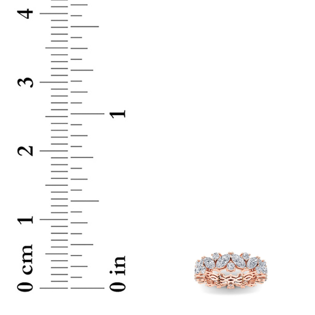 3Cttw Marquise Shaped Lab Grown Diamond (F/VVS) Eternity Band Ring in 14K Gold