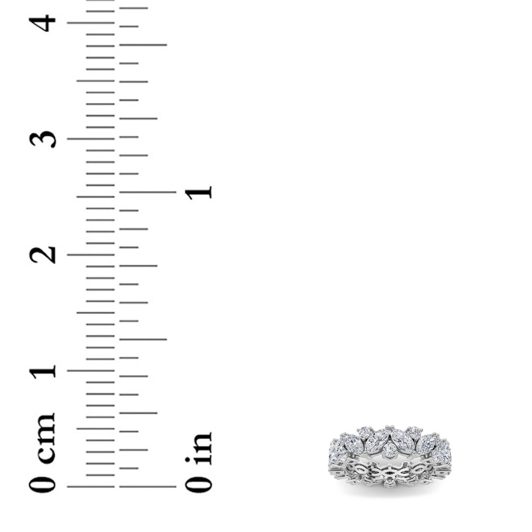 3CTW Marquise Shaped Lab Grown Diamond (G/VS) Eternity Band Ring in 14K Gold - Size 7