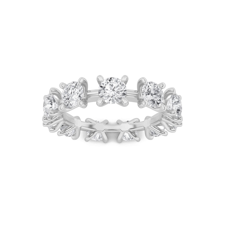 3CTW Round Shaped Lab Grown Diamond (F/VS) Eternity Band Ring in 14K Gold - Size 7