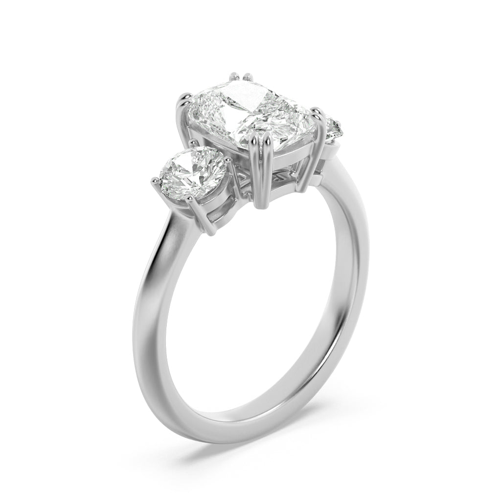 3Cttw Elongated Cushion Shaped Lab Grown Diamond (G/VS) Bold Three Stone Ring in 14K Gold