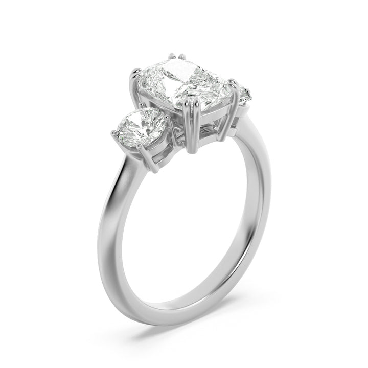 3Cttw Elongated Cushion Shaped Lab Grown Diamond (G/VS) Bold Three Stone Ring in 14K Gold