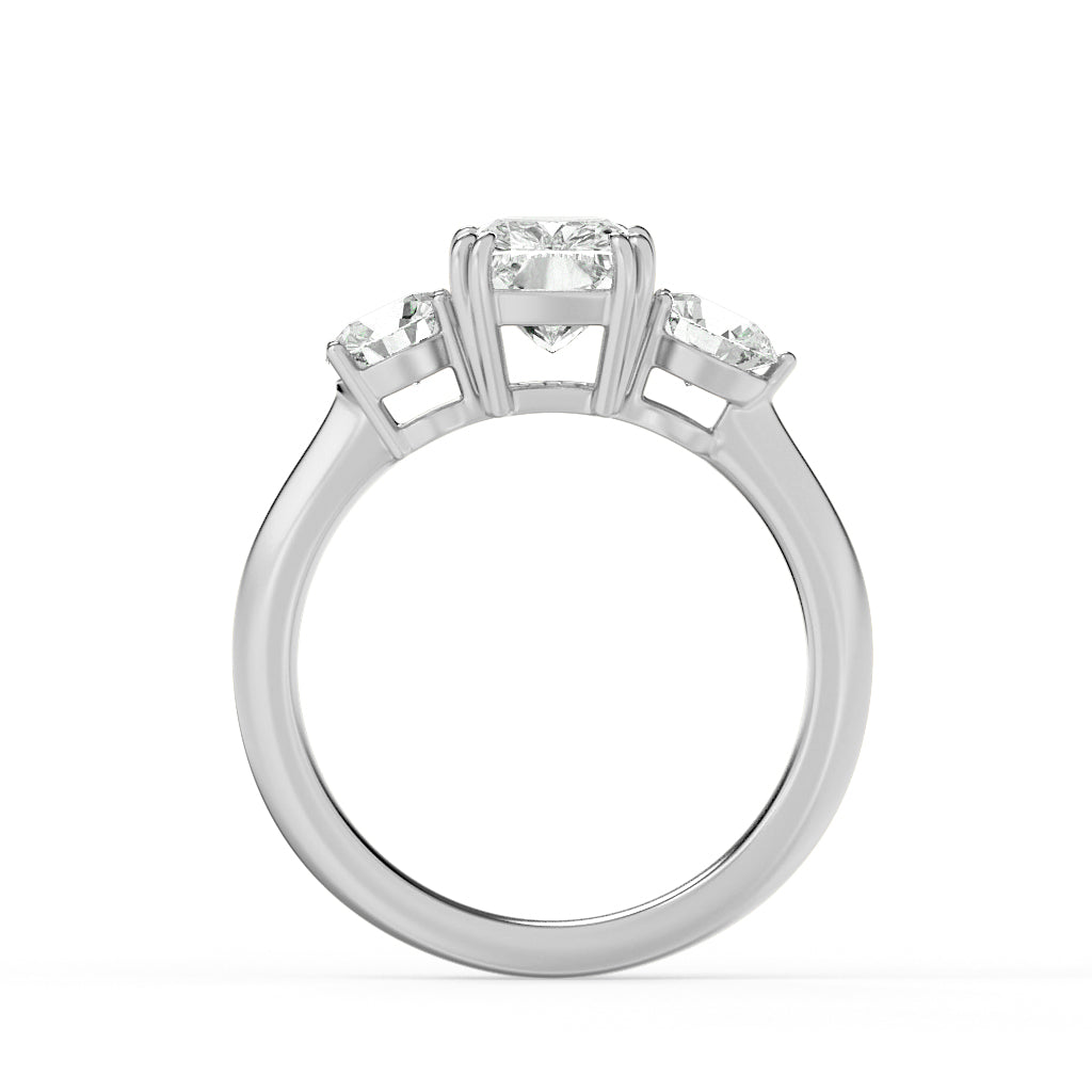 3Cttw Elongated Cushion Shaped Lab Grown Diamond (G/VS) Bold Three Stone Ring in 14K Gold