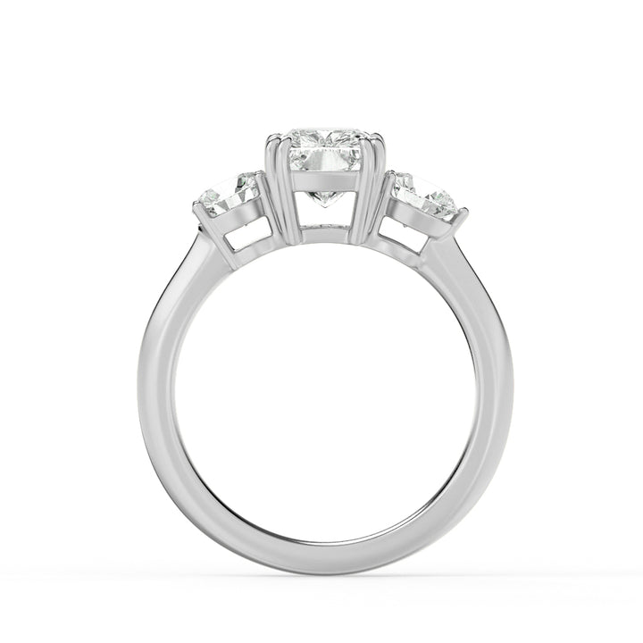 3Cttw Elongated Cushion Shaped Lab Grown Diamond (G/VS) Bold Three Stone Ring in 14K Gold