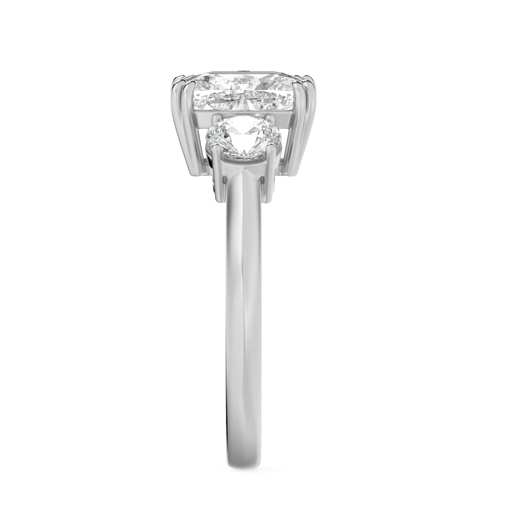 3Cttw Elongated Cushion Shaped Lab Grown Diamond (G/VS) Bold Three Stone Ring in 14K Gold