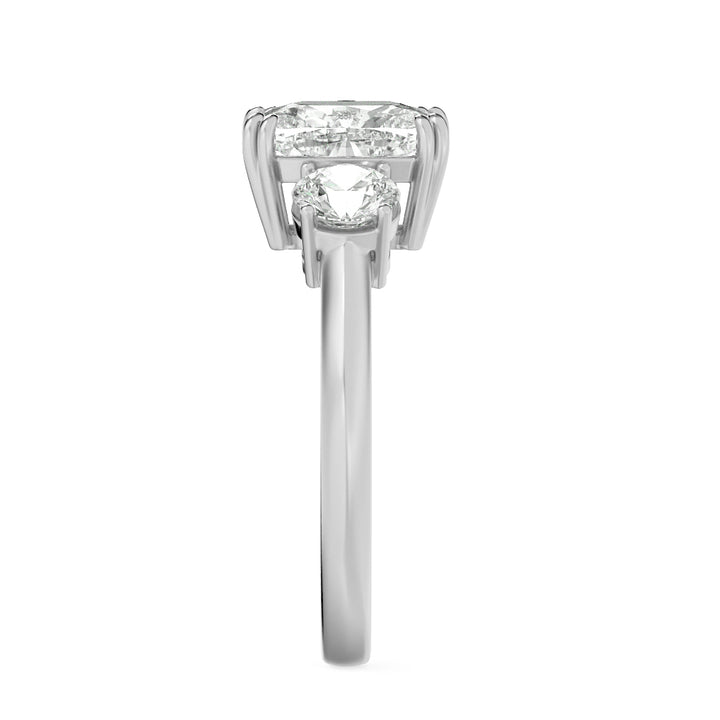 3Cttw Elongated Cushion Shaped Lab Grown Diamond (G/VS) Bold Three Stone Ring in 14K Gold